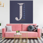 Jモノグラムイニシャルバーバルミツワーサインインボード キャンバスプリント (インサイチュ (リビング))