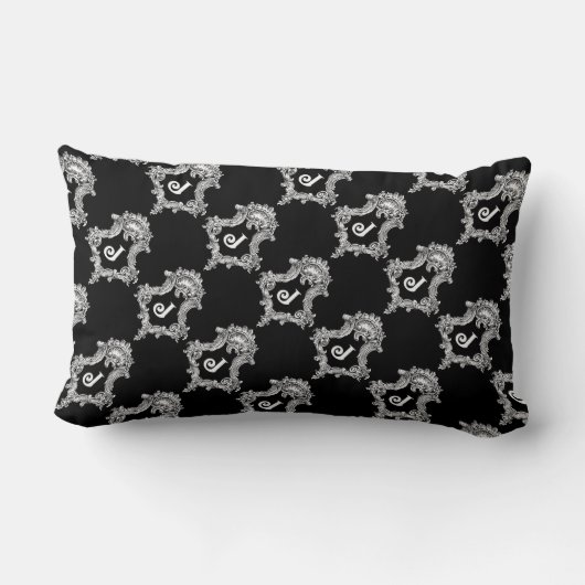 Jモノグラムイニシャル装飾用クッション ランバークッション (裏面)