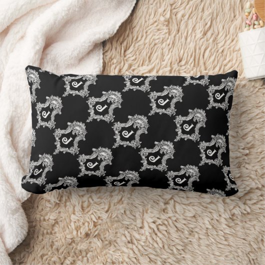 Jモノグラムイニシャル装飾用クッション ランバークッション (ブランケット)