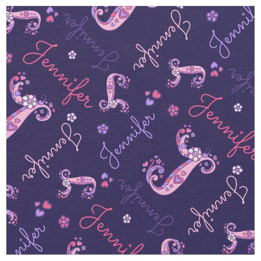 Jモノグラムパーソナライズされたと名前Jennifer fabric ファブリック (クローズアップ)