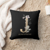 Jモノグラムフローラパーソナライズされた装飾用クッション クッション (ブランケット)