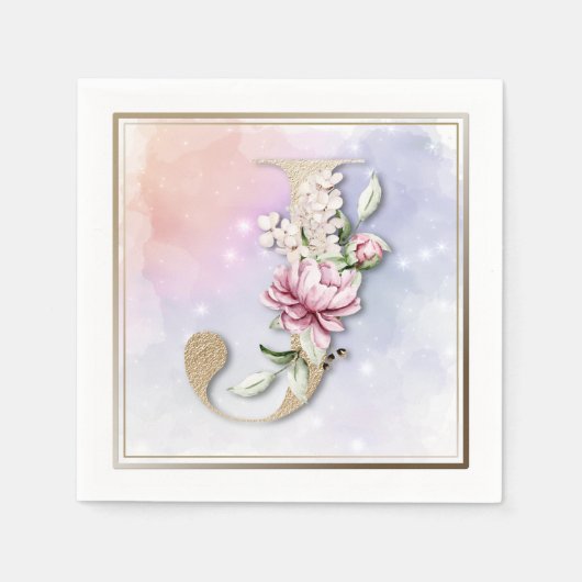 Jモノグラムブルゴーニュフローラナプキンス スタンダードカクテルナプキン (正面)