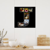 Jモノグラム独自の6フォトコラージブラックを作成 ポスター (キッチン)