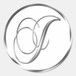 Jモノグラム銀フェイクの封筒または好意シール ラウンドシール