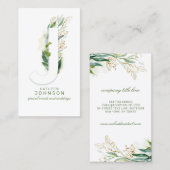 Jレターモノグラム金ゴールド緑離れの 名刺 (正面/裏面)