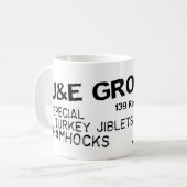 J及びEの食料雑貨のマグ コーヒーマグカップ (正面左)