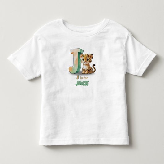 J はジャックのイニシャル - 名入れ 子供服 Tシャツ (正面)