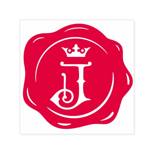 J -アンティークワックスシールゴシック王冠イニシャル文字 セルフインキングスタンプ (デザイン)