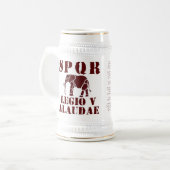 J.シーザー第5 Alaudaeローマ軍隊象ステイン ビールジョッキ (正面左)