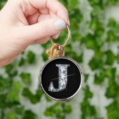 「J」ダイヤモンドキーチェきらきら光るーン キーホルダー (手)