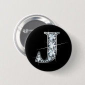「J」ダイヤモンドボきらきら光るタン 缶バッジ (正面&裏面)