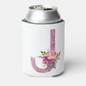 J,フローラモノグラムイニシャル，水彩花 缶クーラー (缶裏面)