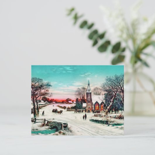J.フーバー&ソンによる教会へのクリスマスイブ ポストカード (スタンド正面)