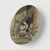 J.ローレントJulien (c1著刻まれるWasherwoman ラウンド壁時計 (傾斜)