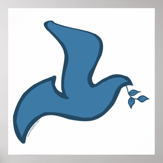 J – 平和のブルーシルエット鳩 ポスター (正面)