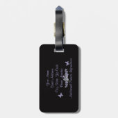 J -青い鐘の蝶モノグラムの黒の背景 ラゲッジタグ (裏面縦)