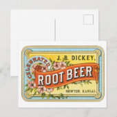 J.B. Dickeyのルートビアのニュートンカンザスのヴィンテージのラベル ポストカード (正面/裏面)