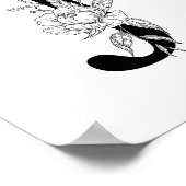 J botanical monogram. Letter initial with peonies ポスター (角)