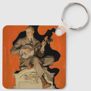 J.C.レイエンデッカー バンジョー奏者 1920 アール・デコ アート キーホルダー