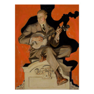 J.C. レイエンデッカー バンジョー奏者 1920 アール・デコ アート ポスター