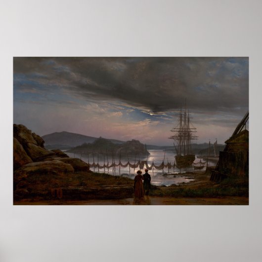 J.C Dahlによるクリスチャニア近郊のヴァエケロからの眺め ポスター (正面)