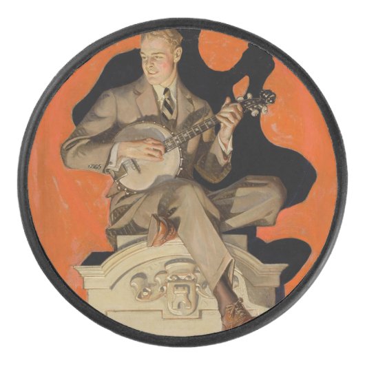 J.C. Leyendecker Banjo Player 1920 Art Deco Art アイスホッケーパック (正面)