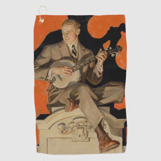 J.C. Leyendecker Banjo Player 1920 Art Deco Art ゴルフタオル (正面)