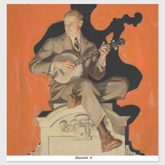 J.C. Leyendecker Banjo Player 1920 Art Deco Art シール (シート)