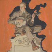J.C. Leyendecker Banjo Player 1920 Art Deco Art シール (正面)