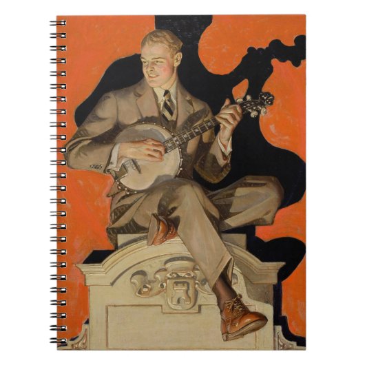 J.C. Leyendecker Banjo Player 1920 Art Deco Art ノートブック (正面)