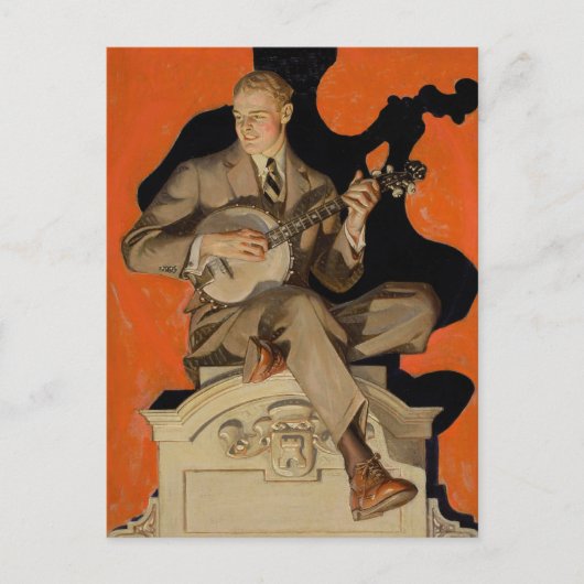J.C. Leyendecker Banjo Player 1920 Art Deco Art ポストカード (正面)