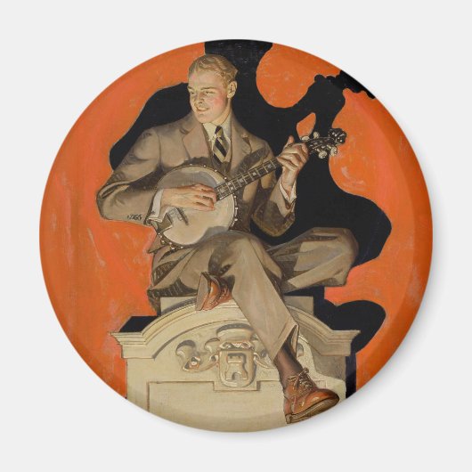 J.C. Leyendecker Banjo Player 1920 Art Deco Art マグネット (正面)