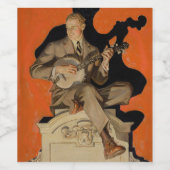 J.C. Leyendecker Banjo Player 1920 Art Deco Art ワインラベル (シングルラベル)