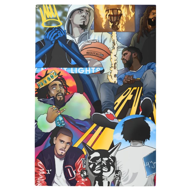 J.Cole Album Cover Mashupポスターミュージックラップのをカバー メタルプリント (正面)