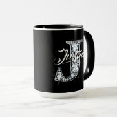 J Faux Diamond Bling Monogram マグカップ (正面右)