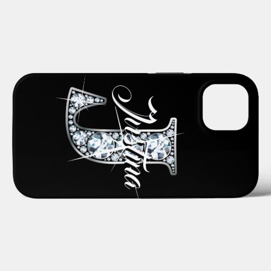 J Faux Diamond Bling Monogram Case-Mate iPhoneケース (裏面 (横))