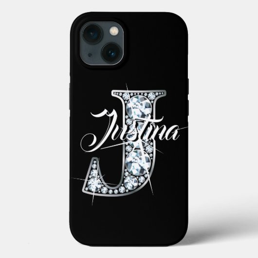 J Faux Diamond Bling Monogram Case-Mate iPhoneケース (裏面)