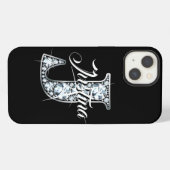 J Faux Diamond Bling Monogram iPhoneケース (裏面横)