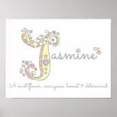 J for Jasmine initial doodle art name meaning ポスター (正面)