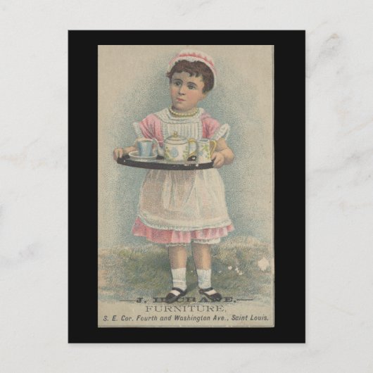 J.H.クレーン家具若い女の子とトレイ ポストカード (正面)