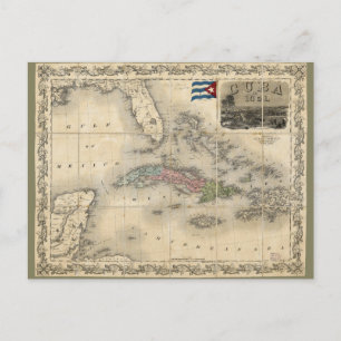 J.H.コルトンによるキューバの地図(1851年) ポストカード