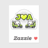 J Heart A Cute Golf Cart Couple's Monogram Sticker シール (シート)