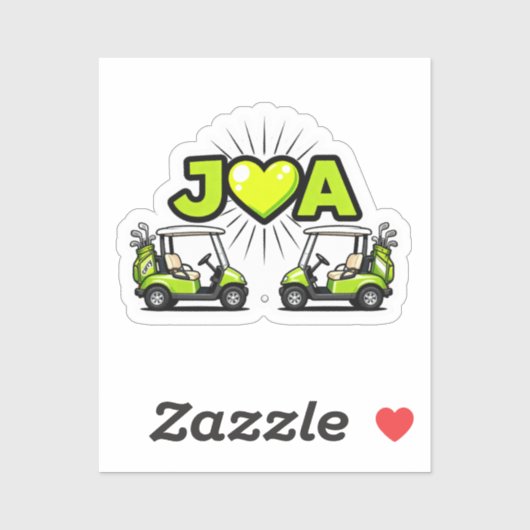 J Heart A Cute Golf Cart Couple's Monogram Sticker シール (シート)