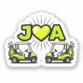 J Heart A Cute Golf Cart Couple's Monogram Sticker シール (正面)