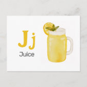 J is for Juice - Alphabet Flash Card ポストカード (正面)