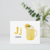 J is for Juice - Alphabet Flash Card ポストカード (スタンド正面)