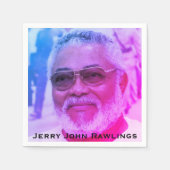 J.J.Rawlings、ガーナの大統領、ジェリー・ローリングス スタンダードカクテルナプキン (正面)
