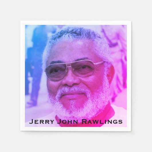 J.J.Rawlings、ガーナの大統領、ジェリー・ローリングス スタンダードカクテルナプキン (正面)
