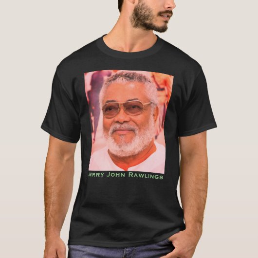 J.J.Rawlings、ガーナの大統領、ジェリー・ローリングス Tシャツ (正面)
