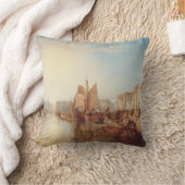 J.M.W. Turner: Harbor of Dieppe Romantic Fine Art クッション (ブランケット)